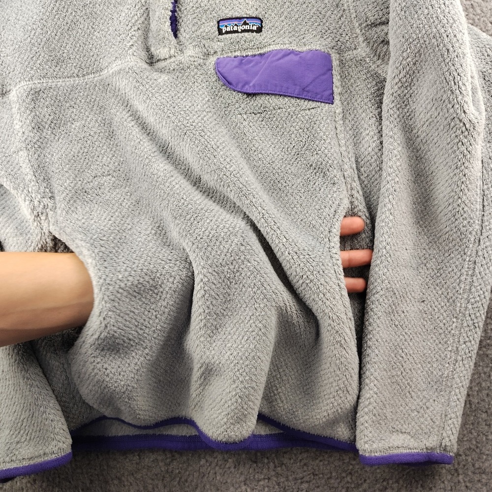 Patagonia Women's Re-Tool Snap-T Pullover grey purple Size medium Polartec - Picture 6 of 8